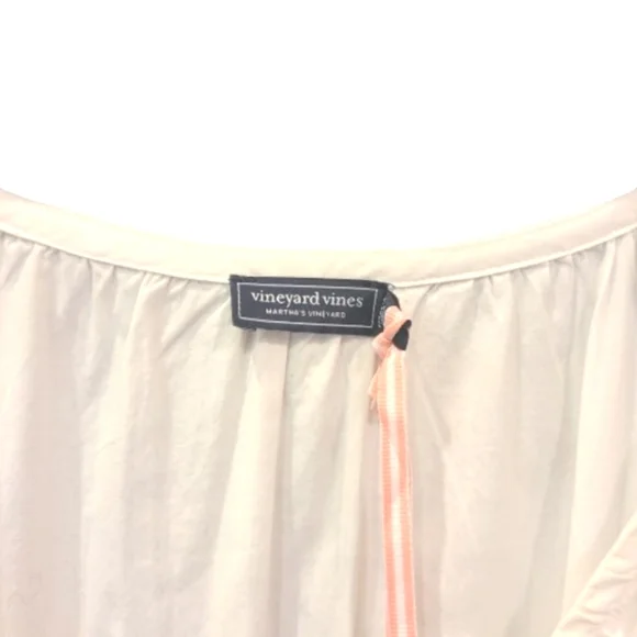 Vineyard Vines Marina Dress Large White Midi Puffy Sleeves Summer Tiered - Picture 4 of 16